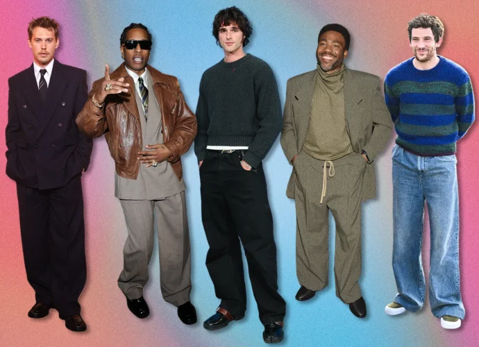 Street style masculino com wide-leg trousers