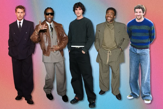 Street style masculino com wide-leg trousers